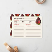 Zoete Chocolade Gedompelde Aardbei Cute Recept Notitiekaartje (Voorkant / Achterkant in situ)