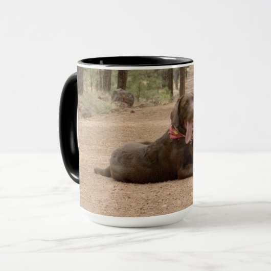 Zoete chocolade labrador retriever puppy mok (Voorkant links)