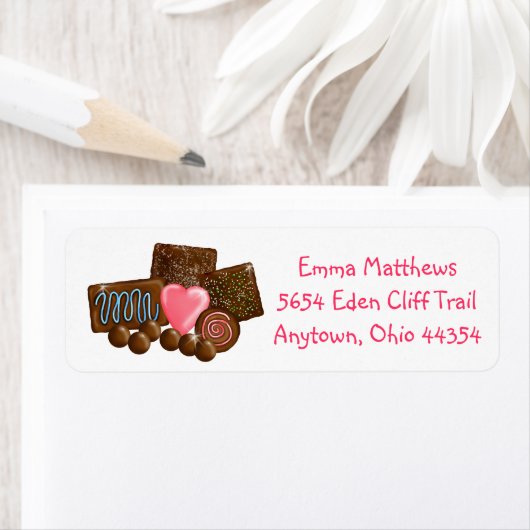 Zoete chocolade retour adreslabels etiket (Insitu)
