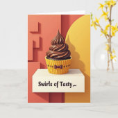 Zoete Chocolade Swirl Kaart (Gele Bloem)