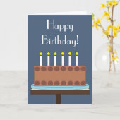 Zoete, Chocolade Verjaardagstaart: Blauwgrijs Blan Kaart (Gele Bloem)