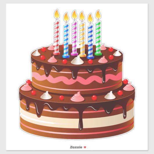 🎉 Zoete Chocolade Verjaardagstaart Viering Sticker (Vel)