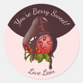 Zoete Chocoladedip Aardbei Je Bent Zo Slecht Zoet Ronde Sticker