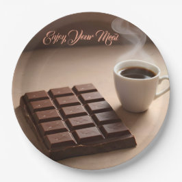 Zoete Chocoladereep En Koffiekopje Custom Papieren Bordje