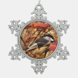 Zoete cichorei in roze en rode herfst tin sneeuwvlok ornament