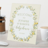Zoete citroen bloemenkrans baby shower welkomstbor reclamebord met voetstuk (Insitu)