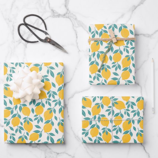 Zoete citroen takken patroon inpakpapier vel (Voorkant)