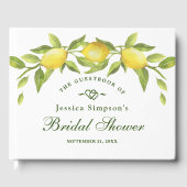 Zoete citroenen en groen waterverf bruidsdouche gastenboek (Voorkant)