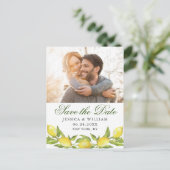 Zoete citroenen groen foto bruiloft opslaan van de briefkaart (Staand voorkant)