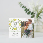 Zoete citroenen groen foto bruiloft opslaan van de briefkaart (Staand voorkant)