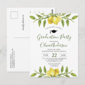 Zoete citroenen groene afstudeerfeest uitnodiging (Voorkant / Achterkant)
