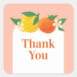 Zoete Citrus Afgeronde Vierkante Bedankt Sticker