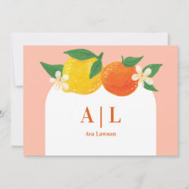 Zoete Citrus Platte Monogram Verzendkaart Bedankkaart