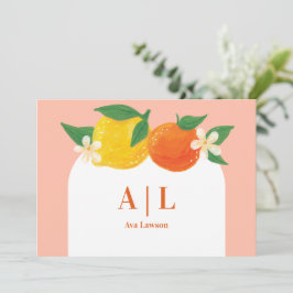 Zoete Citrus Platte Monogram Verzendkaart Bedankkaart