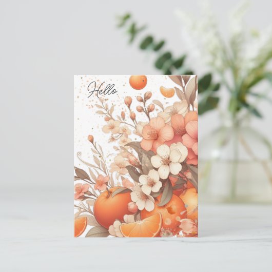 Zoete Citrus Sinaasappels en Bloemen Neutraal Briefkaart (Staand voorkant)