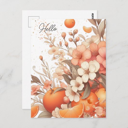 Zoete Citrus Sinaasappels en Bloemen Neutraal Briefkaart (Voorkant / Achterkant)
