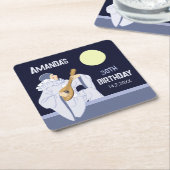 Zoete clown (Pierrot) spelen lute CC1270 verjaarda Kartonnen Onderzetters (Schuin)