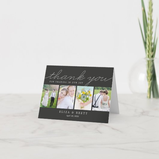 Zoete Collage Trouw Trouwkaart - Houtskool Bedankkaart (Voorkant)