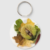 Zoete conker met bladeren sleutelhanger (Voorkant)