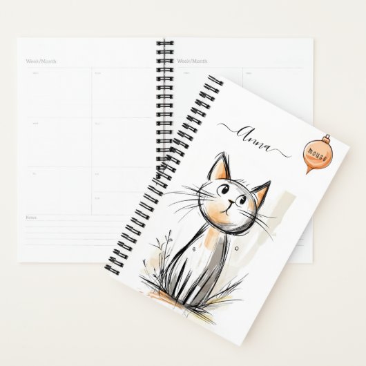 Zoete contemplatieve kat gepersonaliseerd planner (Display)