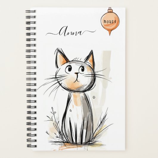 Zoete contemplatieve kat gepersonaliseerd planner (Voorkant)