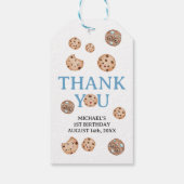 Zoete Cookie Jongen Eerste Verjaardag Blauwe Gingh Cadeaulabel (Achterkant)