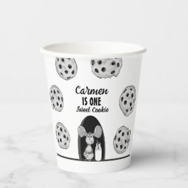 Zoete Cookie Muis Eerste Verjaardag Papieren Bekers