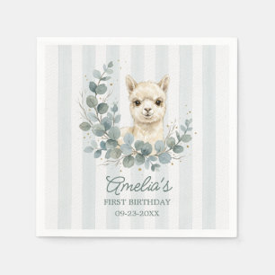 Zoete Crème Waterverf Alpaca Verjaardag Servet