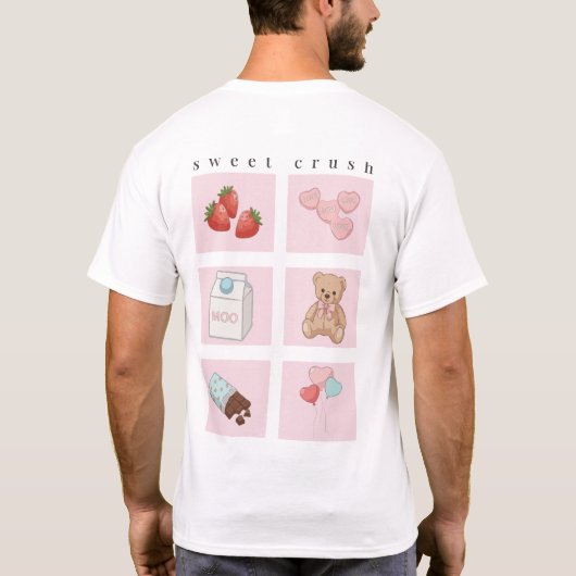Zoete Crush Lieve Esthetische T-shirt (Achterkant)
