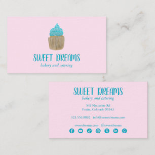 Zoete Cupcake Catering Bakkerij Roze Blauw Sociaal Visitekaartje