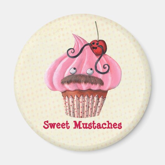 Zoete Cupcake en snorren Magneet (Voorkant)