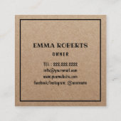 Zoete Cupcake Handgemaakte Taart Rustieke Kraft Ba Vierkante Visitekaartje (Achterkant)