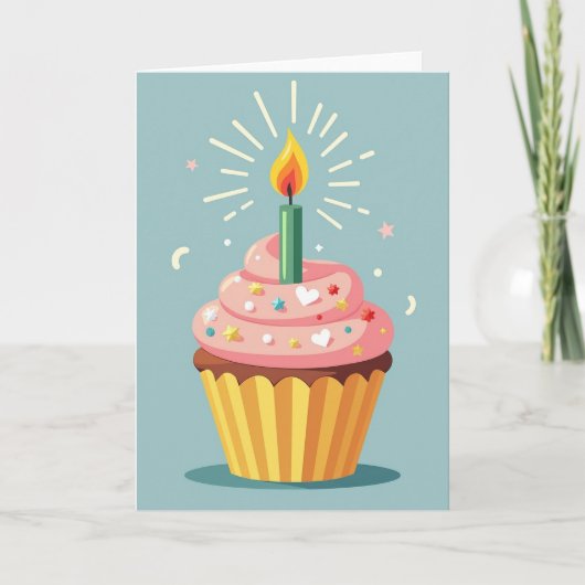 Zoete Cupcake Kaars Kaart (Voorkant)