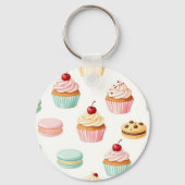 Zoete Cupcake Macaron Patroon Sleutelhanger (Achterkant)