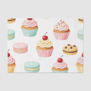 Zoete Cupcake Macaron Patroon Tissuepapier