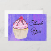 Zoete Cupcake met Framboos op Top Dank u Bedankkaart (Voorkant / Achterkant)