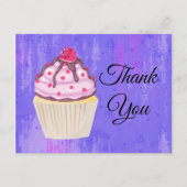 Zoete Cupcake met Framboos op Top Dank u Briefkaart (Voorkant)