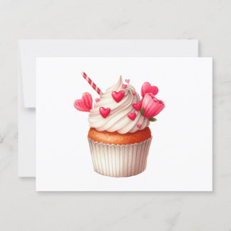 Zoete cupcake met hartjes briefkaart