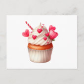 Zoete cupcake met hartjes briefkaart (Voorkant)
