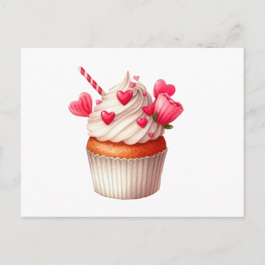 Zoete cupcake met hartjes briefkaart (Voorkant)