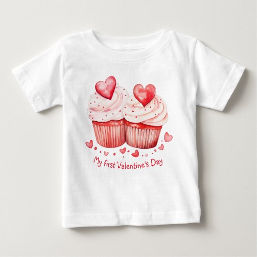 Zoete Cupcake met Hartjes Eerste Valentijnsdag (Voorkant)