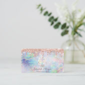 Zoete Cupcake Roze Gouden Druppels Opal Visitekaartje (Staand voorkant)