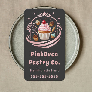 Zoete Cupcake Thuis Bakkerij Pastry Chef Zwart Roz Visitekaartje