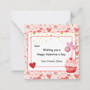 Zoete Cupcake Valentijnsdag voor kinderen Notitiekaartje
