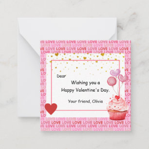 Zoete Cupcake Valentijnsdag voor kinderen Notitiekaartje