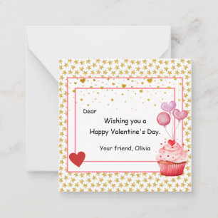 Zoete Cupcake Valentijnsdag voor kinderen Notitiekaartje