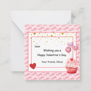 Zoete Cupcake Valentijnsdag voor kinderen Notitiekaartje