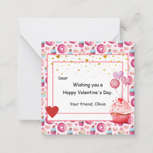Zoete Cupcake Valentijnsdag voor kinderen Notitiekaartje