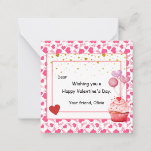 Zoete Cupcake Valentijnsdag voor kinderen Notitiekaartje