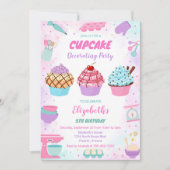 Zoete Cupcake Verjaardagsfeest Uitnodiging (Voorkant)